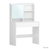 Coiffeuse compacte blanche avec miroir et étagères NINA – meuble maquillage moderne et fonctionnel pour chambre élégante.