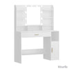 Coiffeuse blanche avec miroir LED et rangements – modèle ISALINE