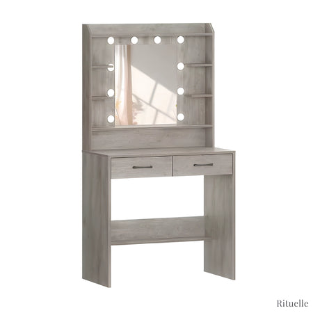Coiffeuse Avec Miroir LED Et Rangement | MAIA