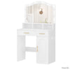 Coiffeuse Blanche avec miroir LED et rangements | CLARA
