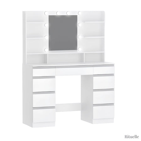 Coiffeuse moderne à LED avec rangement | LAURE